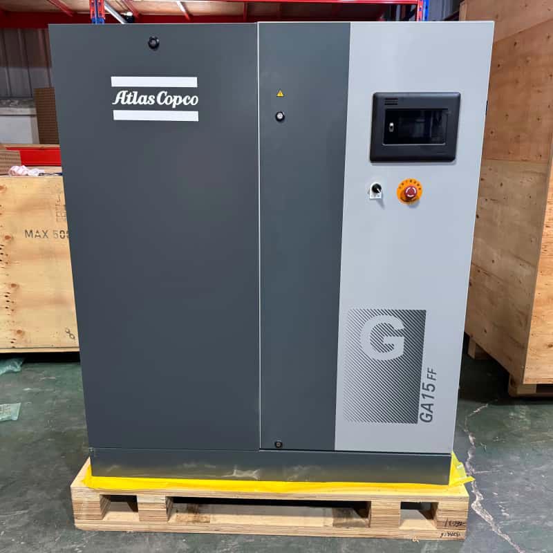 Atlas Copco GA15 FF 15kW তেল ইনজেক্টেড রোটারি স্ক্রু এয়ার কমপ্রেসার ইন্টিগ্রেটেড ড্রায়ার 7.5 13Bar