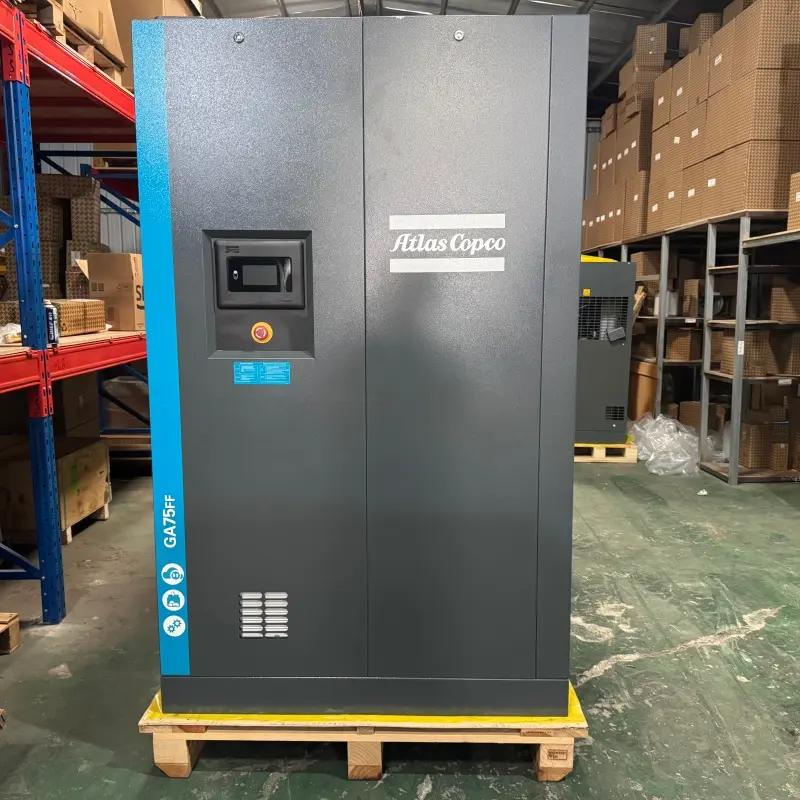 Atlas Copco GA75FF তেল ইনজেক্টেড স্ক্রু কম্প্রেসার 75 kW 100 HP ইন্টিগ্রেটেড ড্রায়ার জেনুইন
